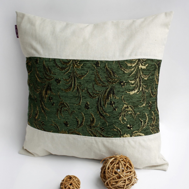 Linen Patch Work Pillow Cushion Floor Cushion - Exquisite Emerald