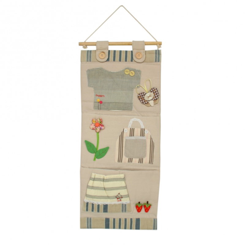 Ivory/Wall Hanging/Wall Pocket/Hanging Baskets - Stripes Clothes