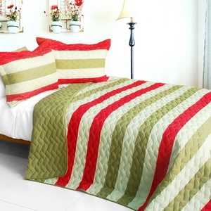 3Pc Vermicelli-Quilted Patchwork Quilt Set - Fashions Connie