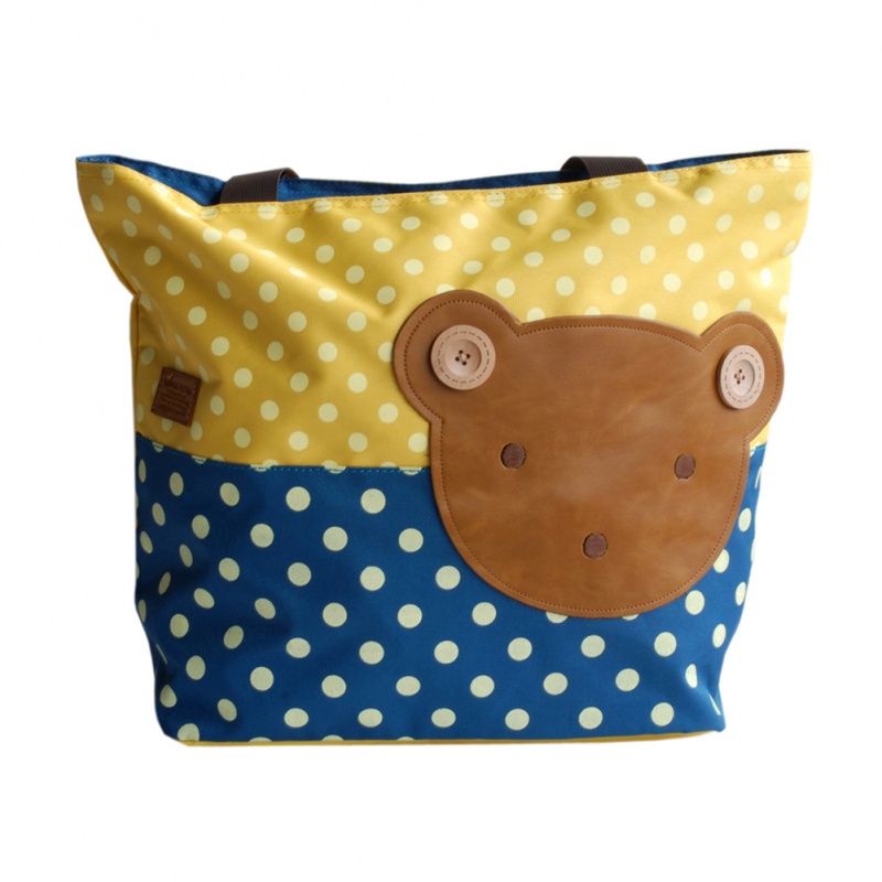 Blancho Applique Kids Fabric Art Tote Bag - Bear-Yellow