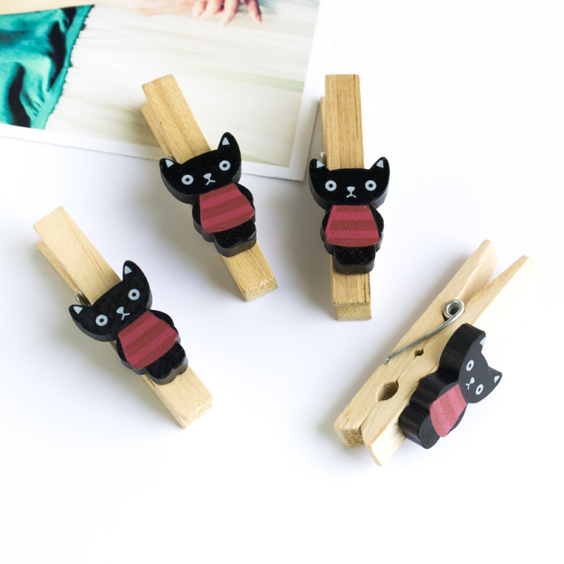 - Wooden Clips / Wooden Clamps - Black Cat