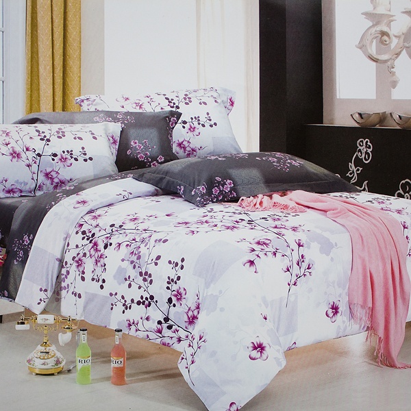 Luxury 5Pc Bed In A Bag Combo 300Gsm - Plum In Snow