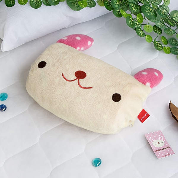 Fleece Throw Blanket Pillow Cushion - Pink Rabbit