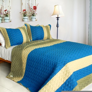 3Pc Vermicelli-Quilted Patchwork Quilt Set - Eternal Love