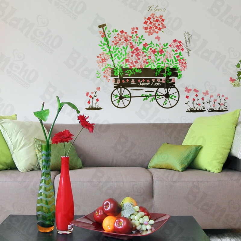 Flowers and Pushcart Wall Decals