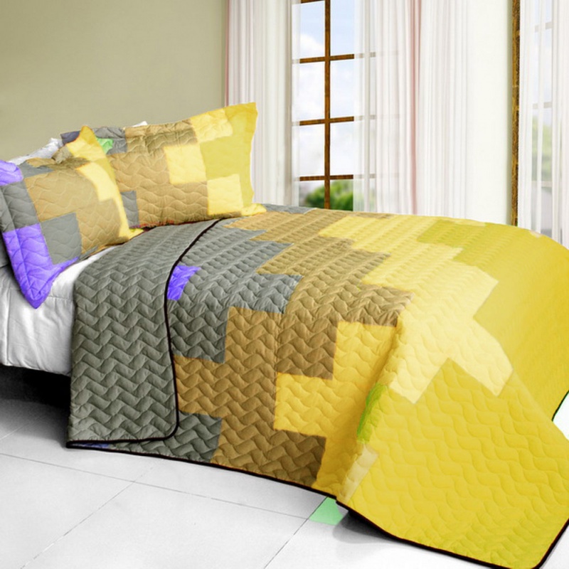 3Pc Vermicelli - Quilted Patchwork Quilt Set - Stay With Me