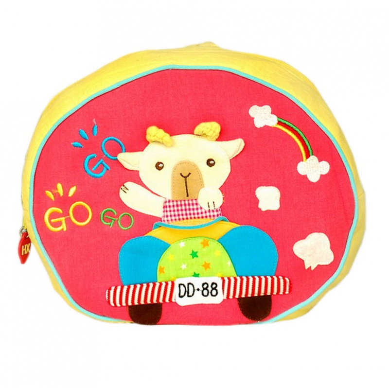 Embroidered Applique Kids Fabric Art School Backpack - Sweet Sheep