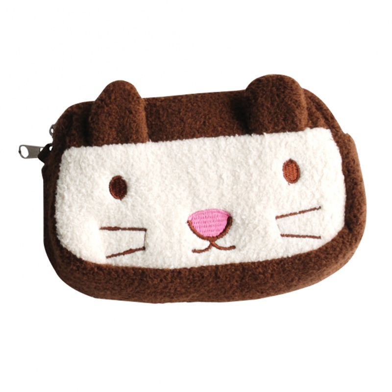 Embroidered Applique Fabric Art Wallet Purse - Chocolate Cate