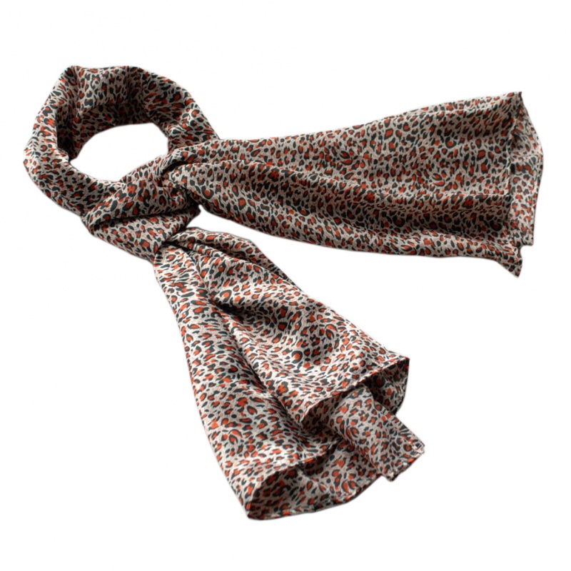 -Blancho Tangerine Graceful Fashion Natural Leopard Pattern Silk Scarf/Wrap/Shawl