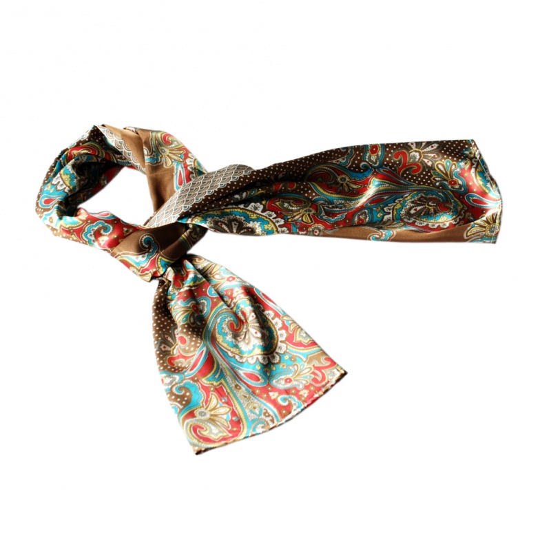 -Blancho Coffee Paisley & Multi-Pattern Fashion Graceful Soft Silk Scarf/Wrap/Shawl
