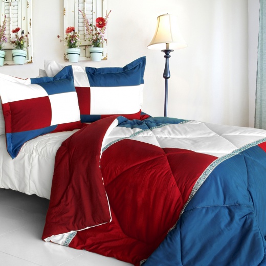 Quilted Patchwork Down Alternative Comforter Set - Fate Sky