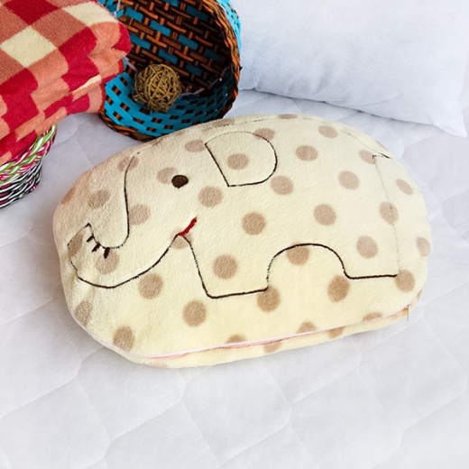Coral Fleece Throw Blanket Pillow Cushion - Elephant