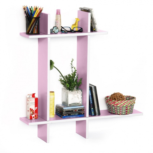 Leather Cross Type Shelf/Book Shelve in Pale Pink - Blancho Bedding