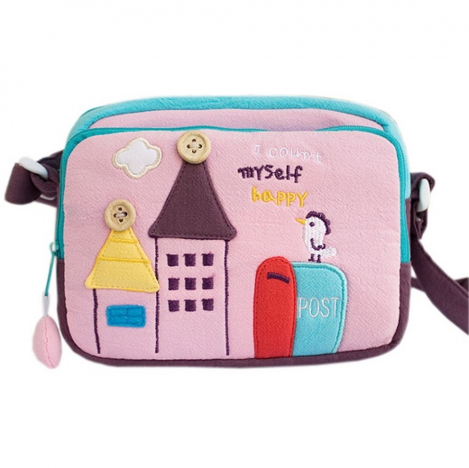 Embroidered Applique Swingpack Bag Purse / Wallet Bag - Morning Tweet