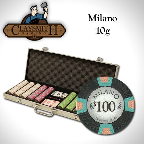 500Ct Claysmith Gaming "Milano" Chip Set In Aluminum Case