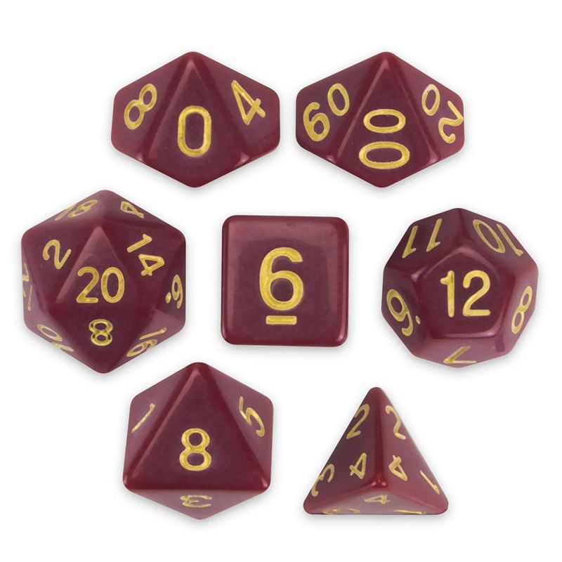 Set Of 7 Polyhedral Dice, Crimson Queen