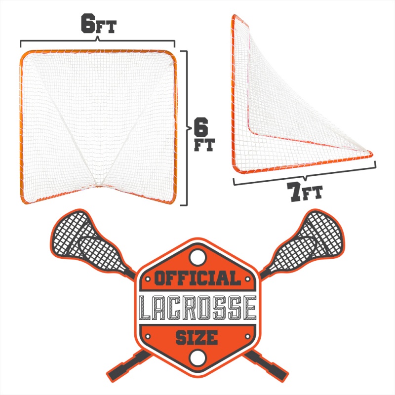 6' X 6' Official Size Orange Lacrosse Goal