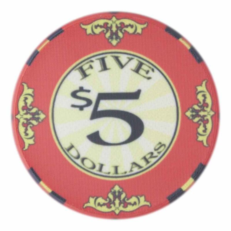 $5 Scroll 10 Gram Ceramic Poker Chip (25 Pack)