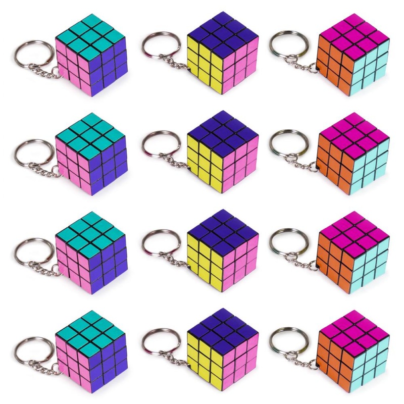 Mini Puzzle Cube Keychains, 12Pack