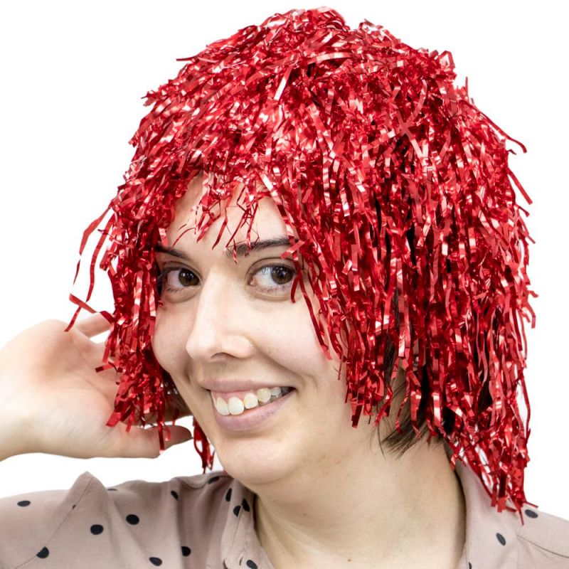 Tinsel Wigs 6-Pack, Red