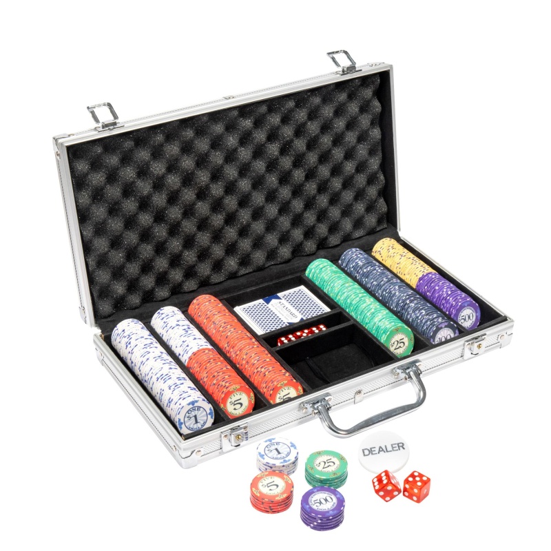 300 Ct Standard Breakout Scroll Poker Chip Set Aluminum Case