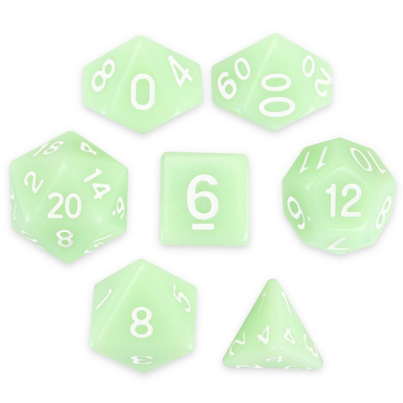 Set Of 7 Polyhedral Dice, Ghost Jade