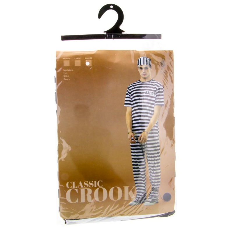 Striped Prisoner Adult Costume, m