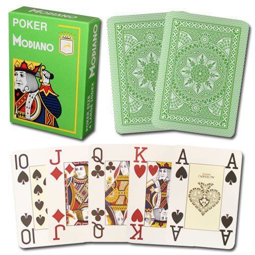 Modiano Cristallo Poker Size, 4 Pip Jumbo Light Green