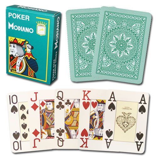 Modiano Cristallo Poker Size, 4 Pip Jumbo Dark Green