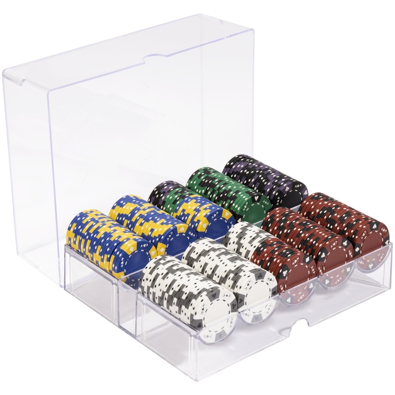 Pre-Pack - 200 Ct Ace King Suited Chip Set Acrylic Tray Case