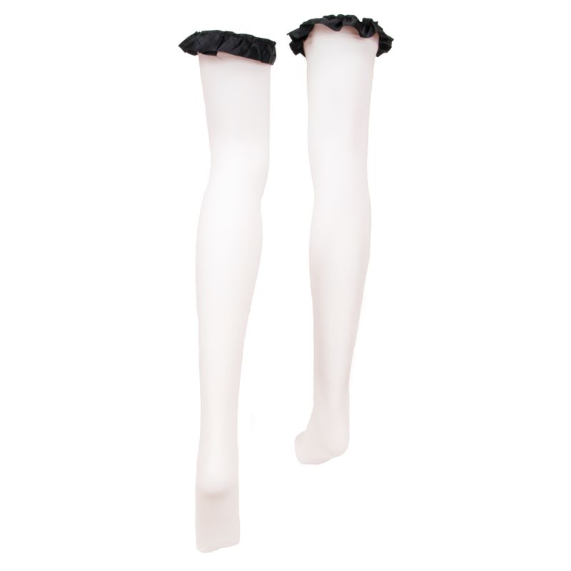 White With Black Bows Thigh High Costume Tights