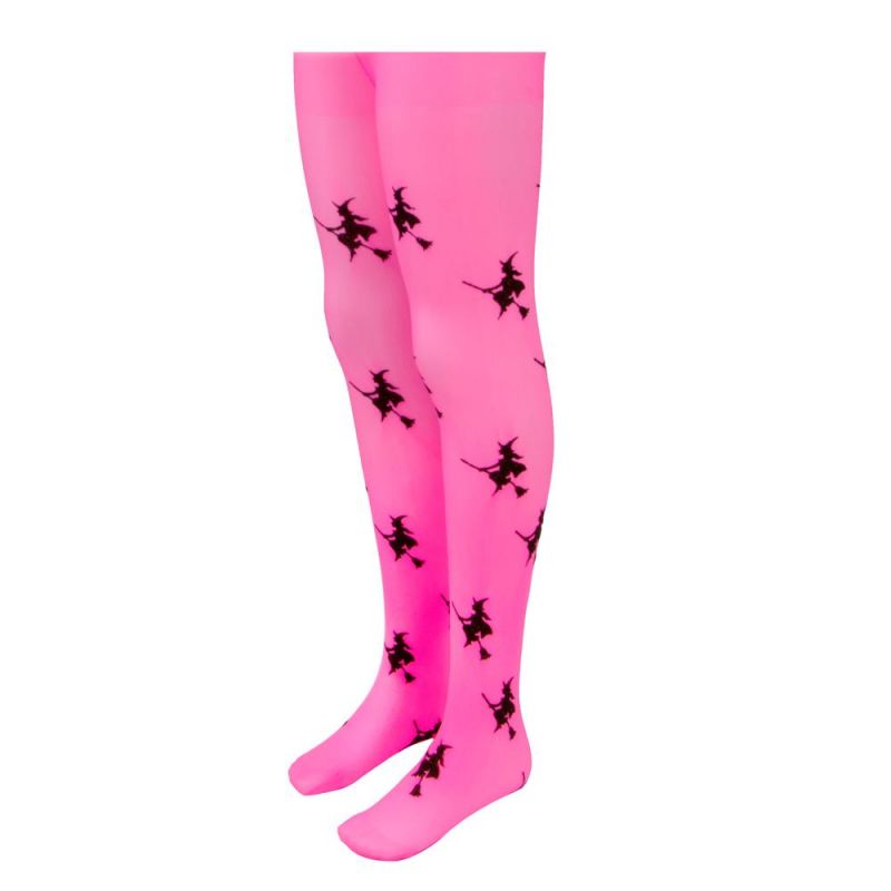Children's Witch Costume Tights, Pink, l