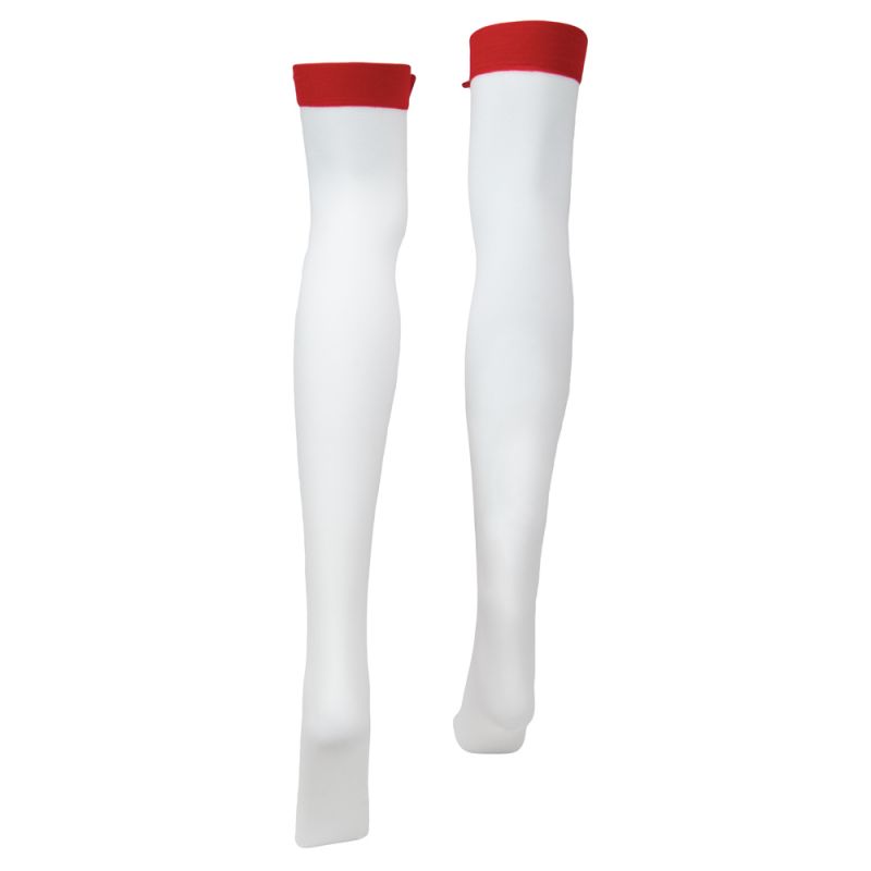 White Red Stripe Nurse Thigh High Costume Tights