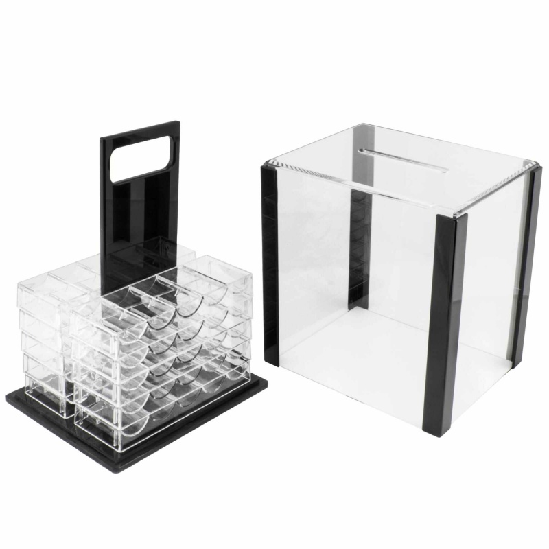 1,000 Ct Acrylic Chip Carrier With 10 Acrylic Chip Trays