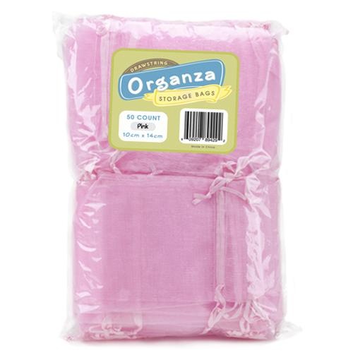 Lot Of 50 Light Pink Drawstring Organza Storage Bags