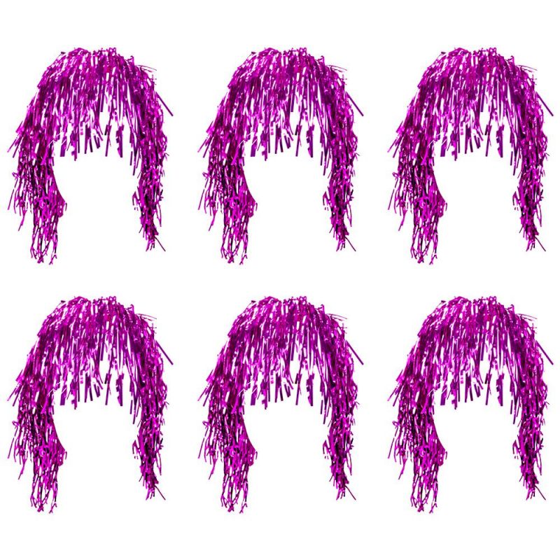 Tinsel Wigs 6-Pack, Pink