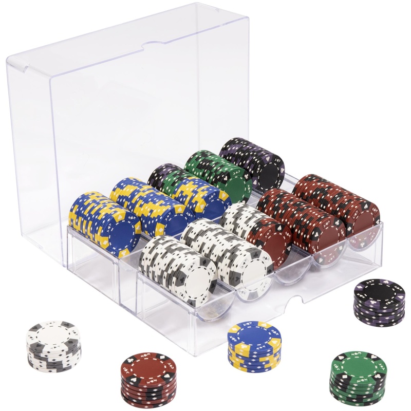 Pre-Pack - 200 Ct Ace King Suited Chip Set Acrylic Tray Case