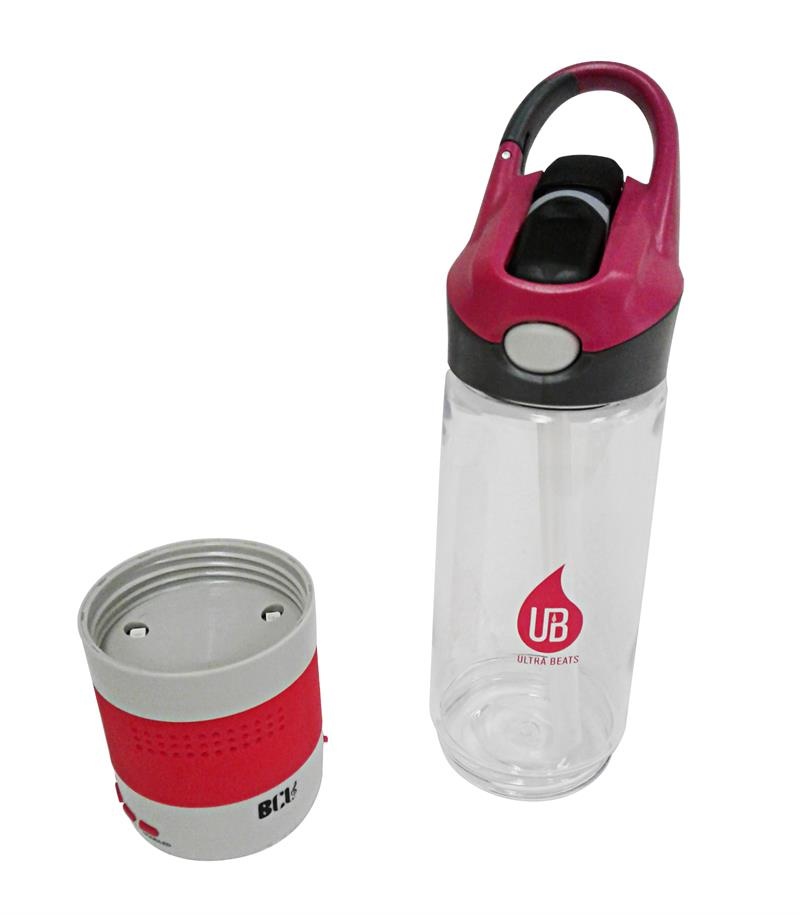 Ultra Beats Bc-4000 Sport Water Bottle Bluetooth Speaker Combo With Pop Top Red
