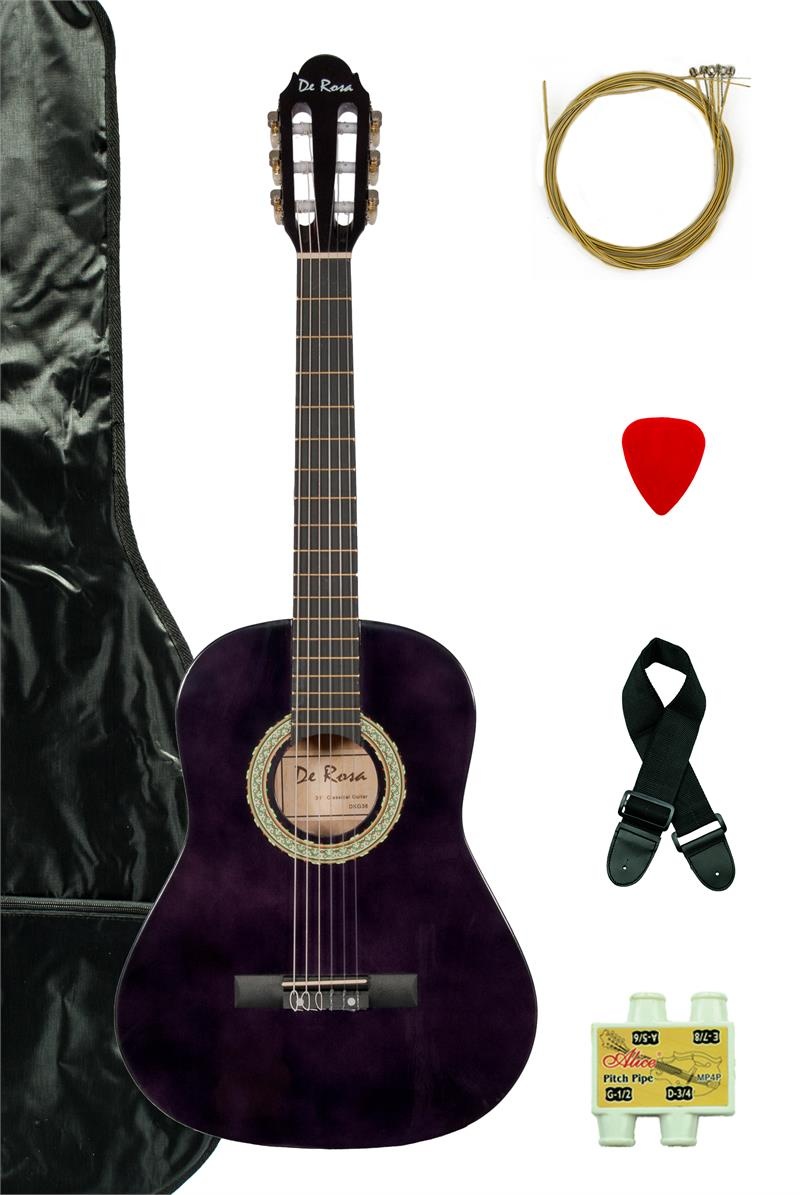 De Rosa Kids Classical Guitar Outfit Dark Purple