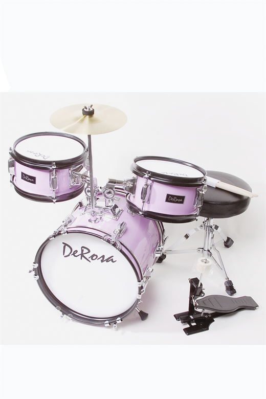 De Rosa 3 Piece 12" Kid's Junior Drum Set Metallic Pink
