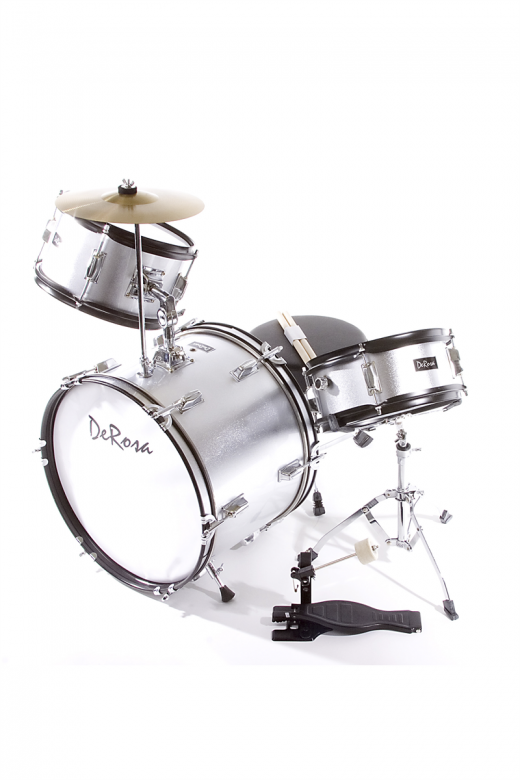 De Rosa 3 Piece 16" Kid's Junior Drum Set Silver