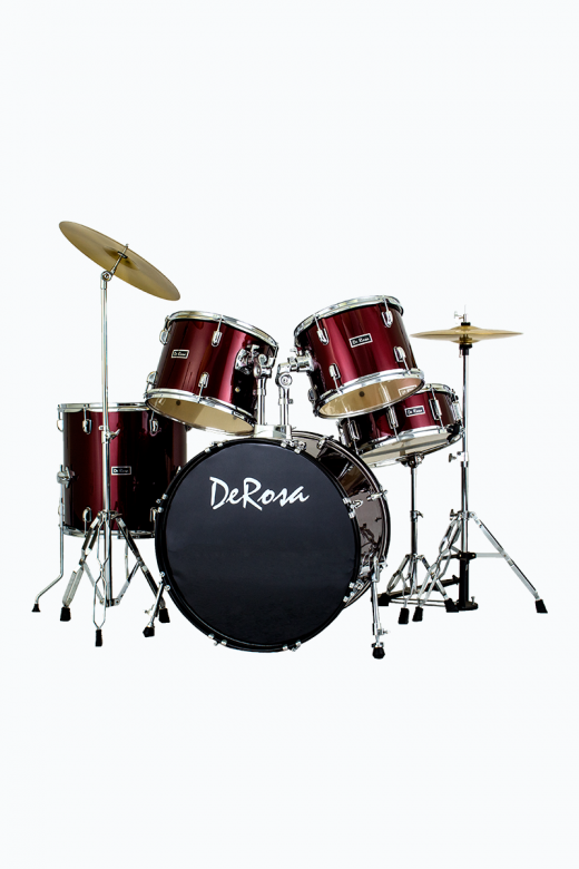 De Rosa 5 Piece Drum Kit Wine Red