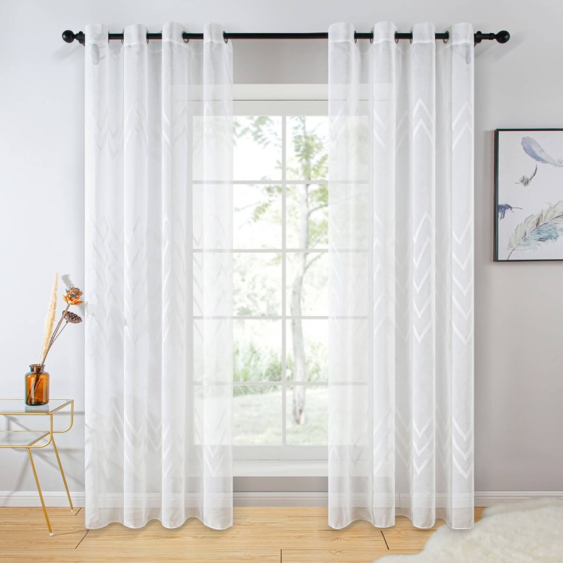 Sheer Curtain Panel White Window Treatments;* Dolce Mela - On Sale Now * - Dolce Mela -Genoa