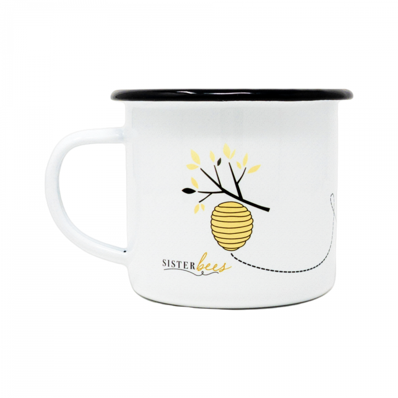 12 Oz. Enamel Bee Happy Mug - 6 Mugs Per Pack