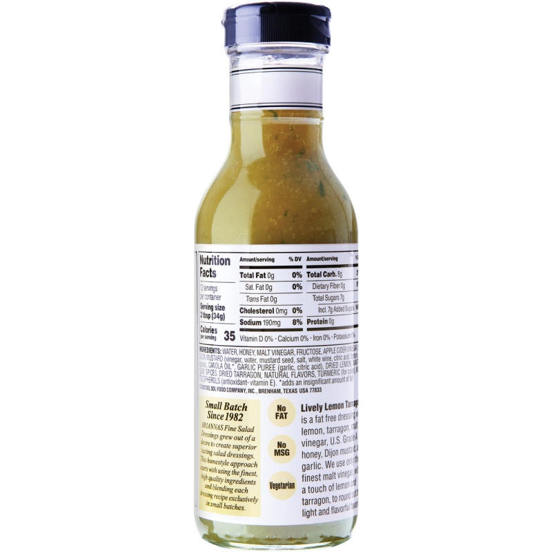 Brianna's Lemon Tarragon Dressing (6X12oz)