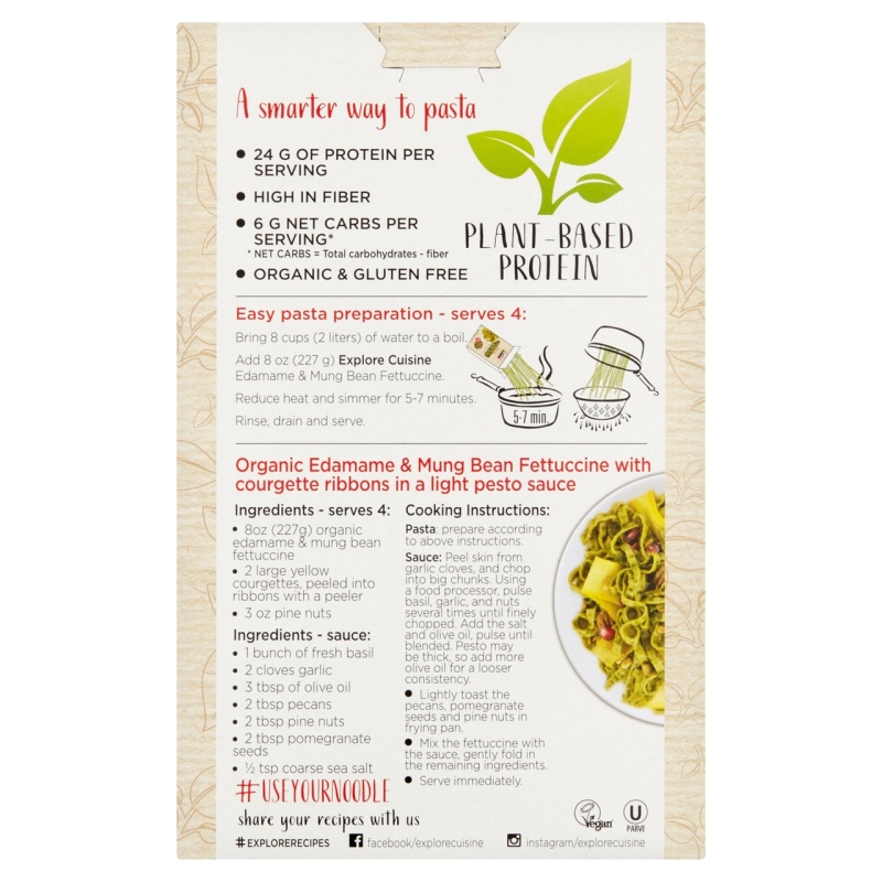 Explore Cuisine Organic Edamame & Mung Bean Fettuccine (6X8 Oz)