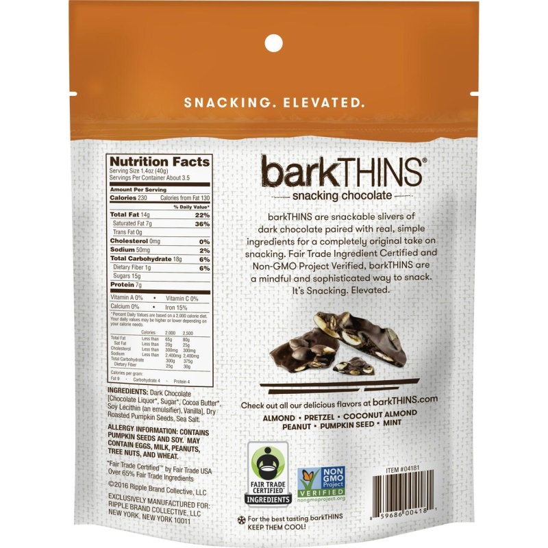 Bark Thins Dark Chocolate, Pumpkin Seed (12X4.7 Oz)