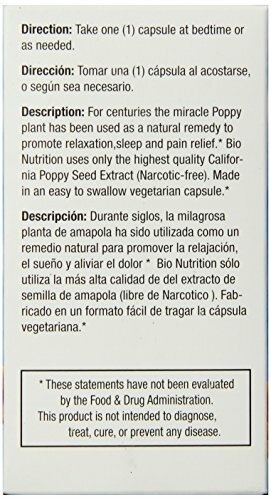 Bio Nutrition California Poppy Seed 500 Mg (60 Veg Capsules)