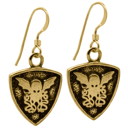 Gold Cthulhu Crest Earrings - Badalijewelry