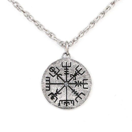 Vegvisir Rune Compass Necklace - Silver